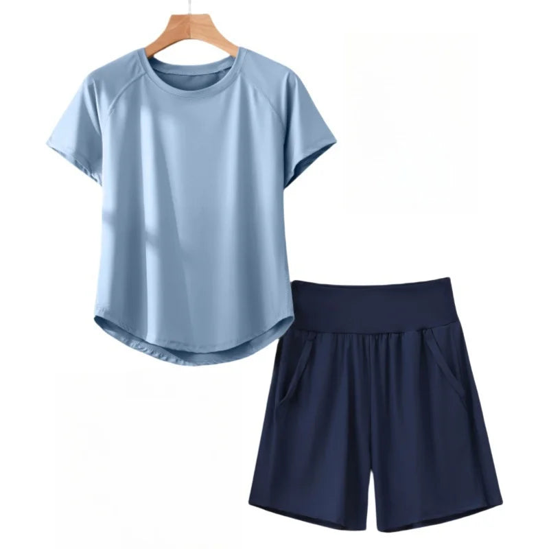 Summer Yoga Set Women Quick Dry Loose Tracksuit