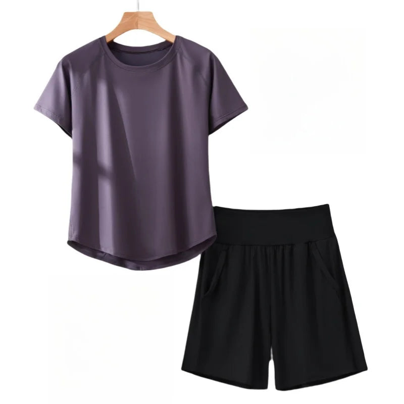 Summer Yoga Set Women Quick Dry Loose Tracksuit