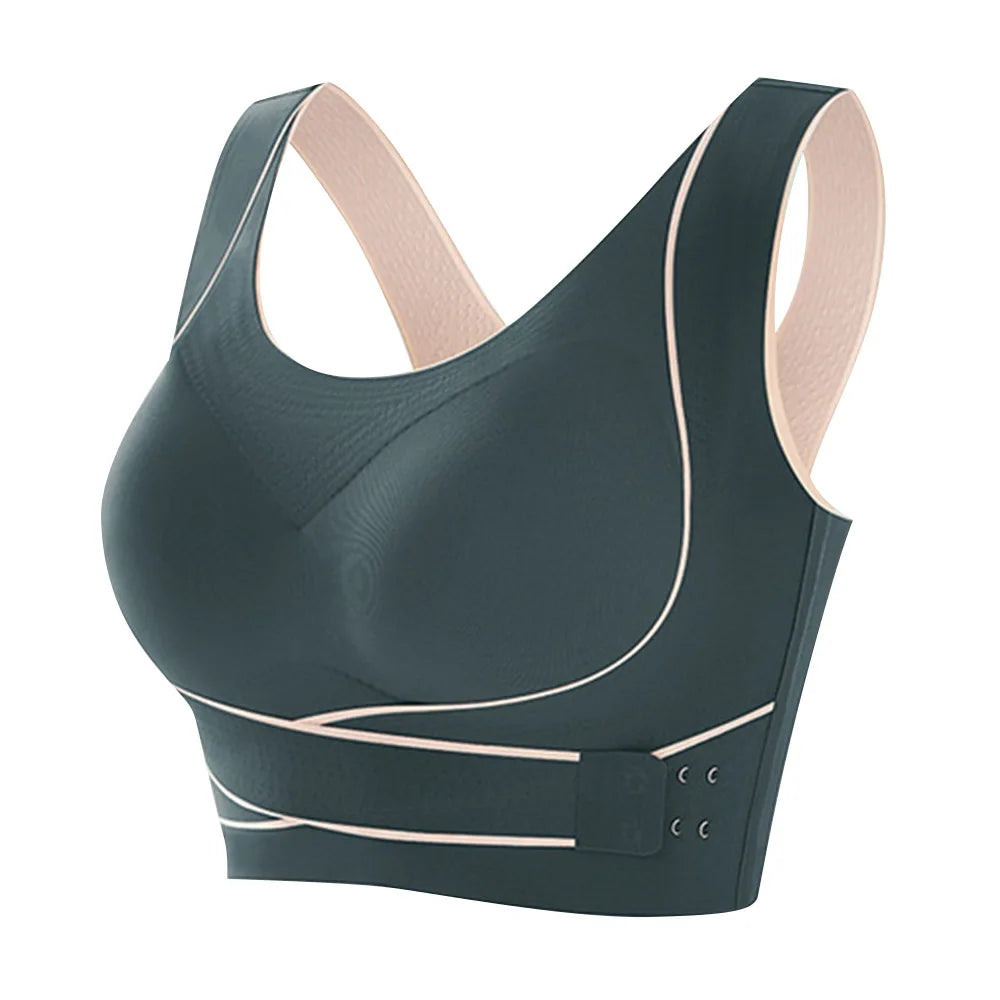 Sports Bra Front Adjustable Buckle Wireless Padded