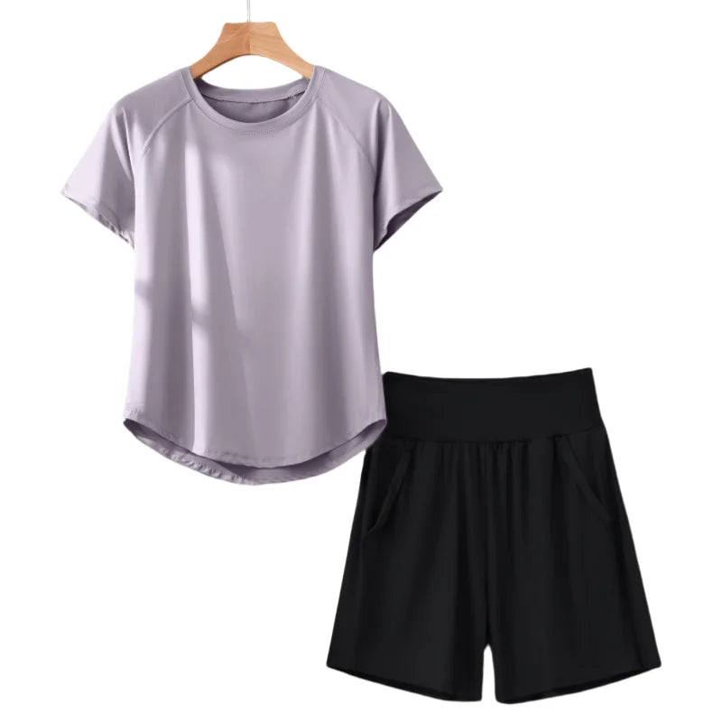 Summer Yoga Set Women Quick Dry Loose Tracksuit
