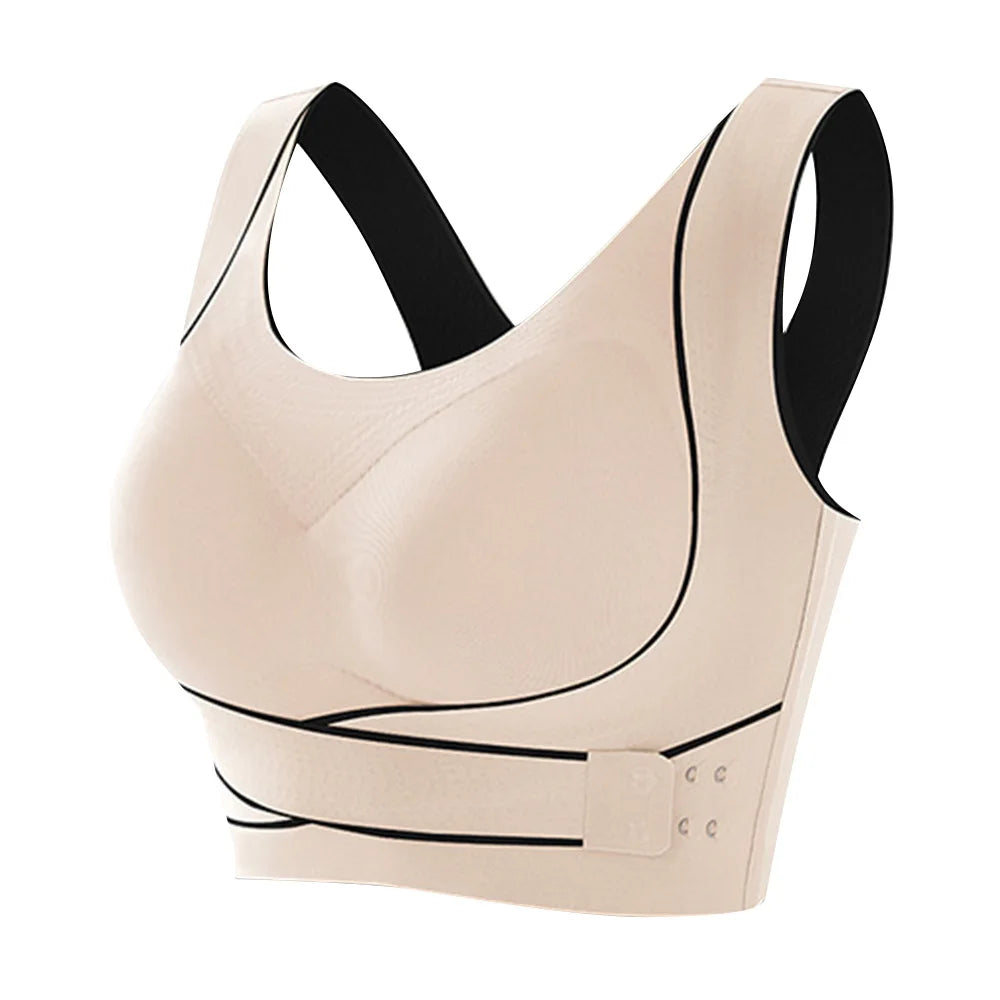 Sports Bra Front Adjustable Buckle Wireless Padded